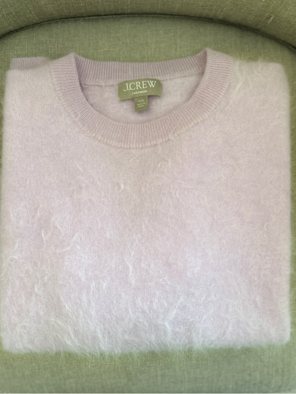 J. Crew 100% Brushed Cashmere Relaxed Crewneck Sweater in Lilac, XXS